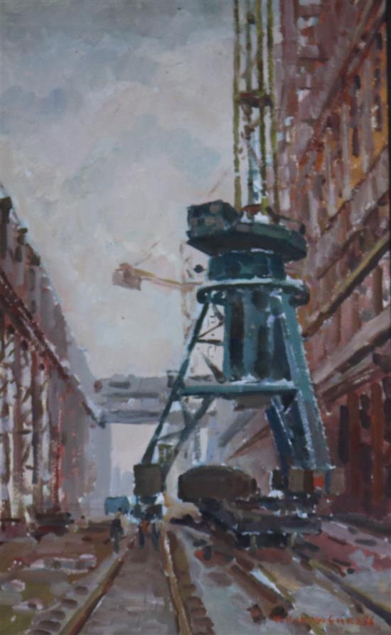Nikolai Pawlowitsch Neklujenko Industrial scene 48 x 77cm